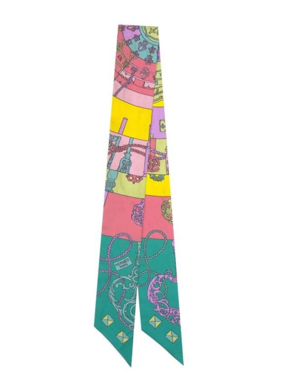 Like NEW! Hermès "Tours de Clés" silk Twilly Scarf 100% Silk Rope Motif